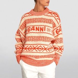 GANNI
Organic Egret Wool Logo Sweater